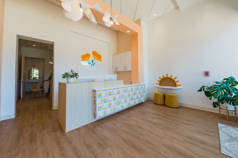 The reception desk of Poppy Kids Pediatric Dentistry in Novato California